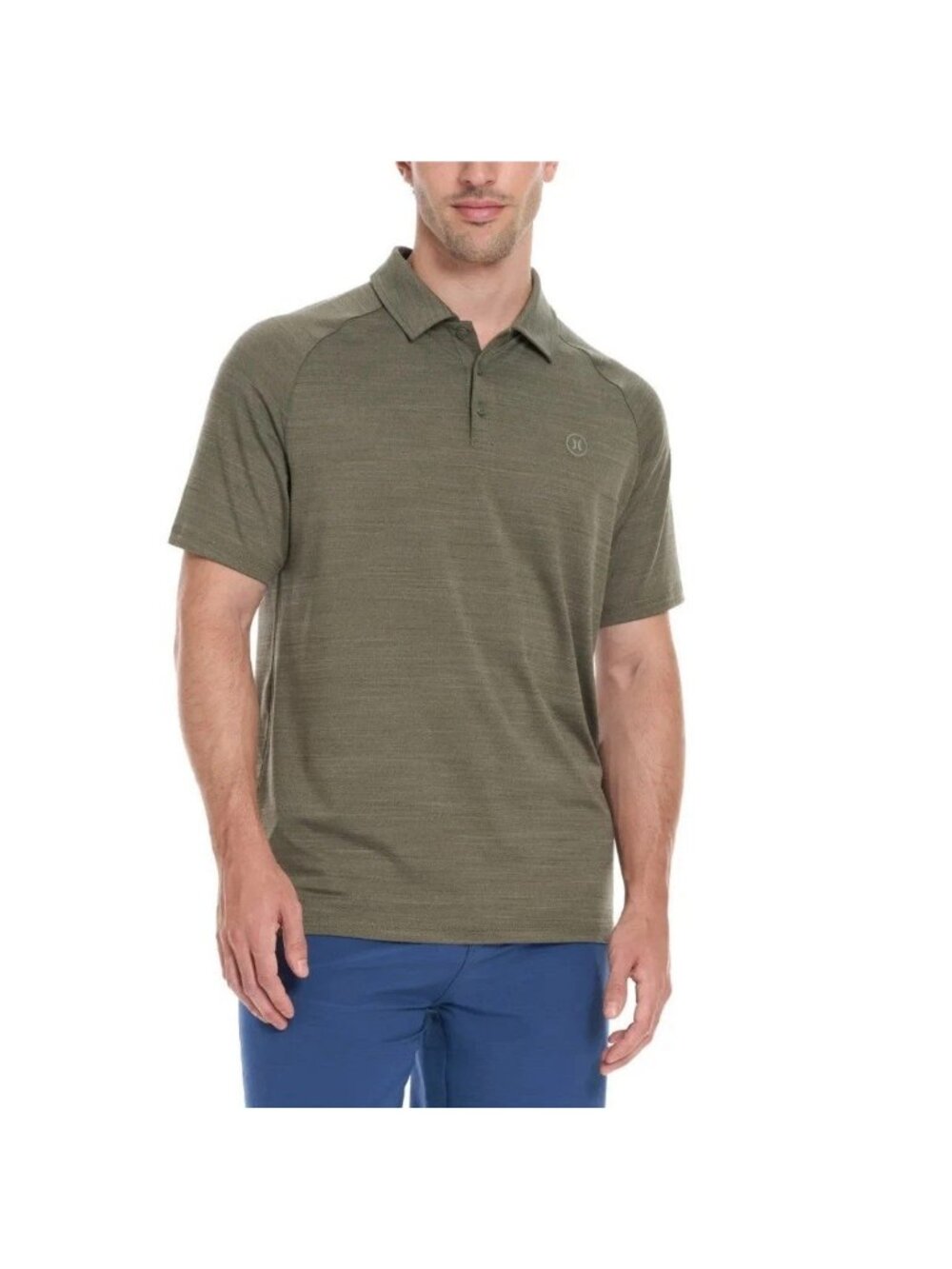 NWOT Hurley Men's L Green Polo Shirt Short Sleeve Lightweight Casual Golf Shirt
